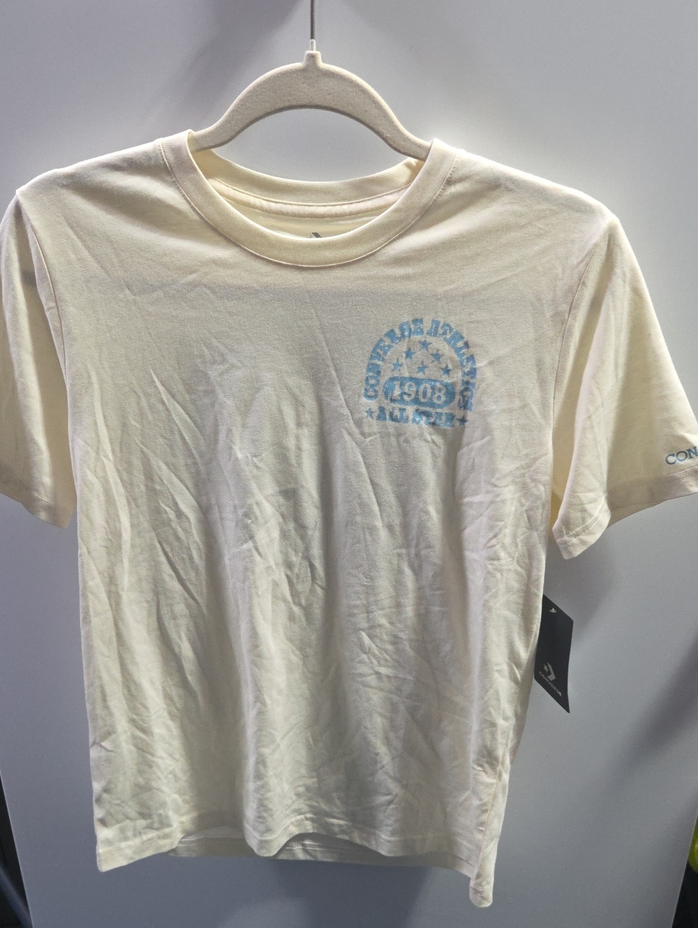 Comfort Colors Cream Short-Sleeve Tee with Light Blue Chest Graphic